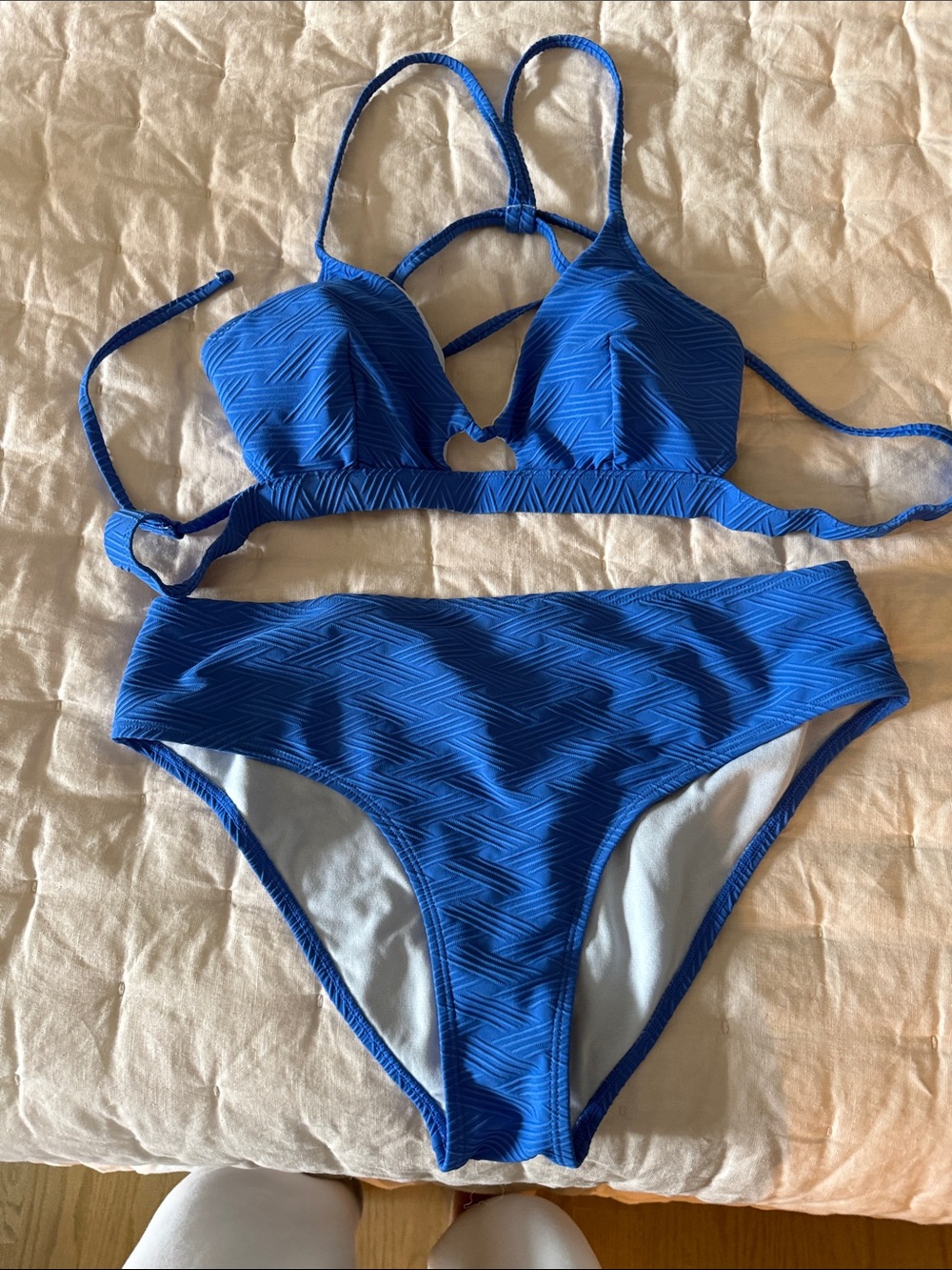 Textured Royal Blue Bikini Set